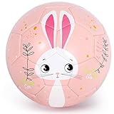 PP PICADOR Fußball mit Ballpumpe, Kinderfußball für 2 3 4 5 6 7 8 Jahre alt Kinder Junge Mädchen, Geschenke Spielzeug Kleiner Ball Indoor Outdoor (Rosa Häschen)