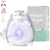HuBorns - Kuscheltier Spieluhr Baby Einschlafhilfe mit Sternenhimmel Projektor Baby, White Noise Machine Baby Perfekt für Babygeschenk, Kuscheltier Baby mit 15 Schlafliedern als Einschlafhilfe Babys