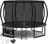 Devoko Trampolin Outdoor Ø 228/305/366/427 cm, vom TÜV Rheinland GS-Zertifikat, Kindertrampolin Gartentrampolin mit Sicherheitsnetz, Rundes Riesentrampolin mit Leiter und Schuhbeutel