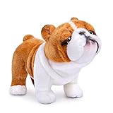 lilizzhoumax Hund Bulldogge Plüschtier 30cm/12”, Simuliertes Tier Hund Plüschtier Kawaii Hund Kuscheltier Realistische Hund Plüsch Spielzeug für Wilde Tiere, Geschenk für Freunde und Kinder