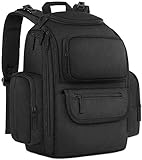 Mancro Wickelrucksack Groß mit Isolierte Seitentaschen, Mehrere Fächer Reise Wickelrucksack mit Kinderwagenhaken, Wasserdicht Baby Wickeltaschen mit Anti Diebstahl Fach für Mama, Papa, Schwarz