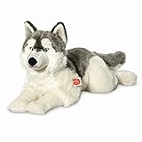 Teddy Hermann 92782 Hund Husky 60 cm, Kuscheltier, Plüschtier mit recycelter Füllung