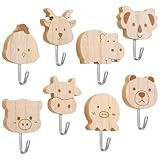 DOPENSPI 8er-Set Süße Tier Kinder Kleiderhaken, selbstklebend, niedliche Haken mit Cartoon-Tiermotiven, Kindergarderobenhaken für Schlafzimmer und Kinderzimmer