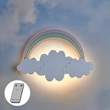 Lights4fun LED Wandleuchte Wolke Regenbogen Fernbedienung Timer batteriebetrieben Innenbereich Kinderzimmerdeko