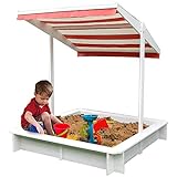 Melko Sandkasten mit Sonnenschutz Sandkiste 120x120x120 cm Sandkiste Kindersandkasten
