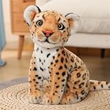 TROYSINC Leopard Kuscheltier Plüsch Leopard Plüschtier für Kinder Niedliches Leopard Stofftier Kinder Spielzeug Kissen Geschenk (32cm,Braun)