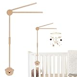 Bearrerp Mobile Halterung holz für babybett,Höhenverstellbarer Baby Mobile Ständer,Kinderzimmer-Dekoration,für Aufhängung Windspiele Bettglocke, Baby Bett Spielzeuge