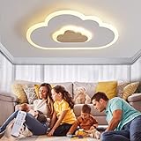 LED Deckenleuchte Schlafzimmer Kinderzimmerlampe Deckenlampe Deckenleuchte für Kinder Wolken deckenleuchte Holz Stufenloses Dimmen mit Fernbedienung Mit Nachtlichtfunktion