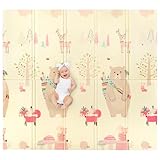 Spielmatte Baby 180x200x1,5cm - Krabbeldecke XXL Wendbar Gepolstert - Baby & Erwachsenenseite - Spielteppich Schaumstoff - Baby Spielmatte faltbar - Sweety fox