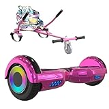 ELEKGO Hoverboards für Kinder, 6.5 Zoll Zweirad Selbstbalancierendes Hoverboards mit Go-Kart, mit LED-Leuchten, Bluetooth Lautsprecher für Jugendliche (Pink+pink KT)