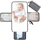Lekebaby Wickelunterlage Wickelunterlage Tragbare Wickelunterlage Baby Reise Wickelunterlage mit Wischtasche,Diamantsteppung Grau