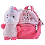 Kögler 75783 - Friends2Go, Plüsch Einhorn Sunny im Plüsch-Rucksack, ca. 12,5 cm groß, niedliches Plüschtier im praktischen Rucksack, Rosa, Weiß