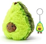 Soma Plüsch-Kissen Avocado Avocado 15 cm Sofa-Rückenkissen Rund Lebensmittel Spielzeug Kuschel-Tier Plüsch-Tier Toy Früchte grün (Avocado 15 cm) + GRATIS Schlüsselanhänger