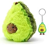 Soma Plüsch-Kissen Avocado Avocado 15 cm Sofa-Rückenkissen Rund Lebensmittel Spielzeug Kuschel-Tier Plüsch-Tier Toy Früchte grün (Avocado 15 cm) + GRATIS Schlüsselanhänger