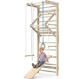 Sportgerät Turnwand Klettergerüst Kinder-3-240 Holz Kinder Gym Kletterwand Sprossenwand mit Stange Fitness - Zertifikat!