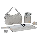 LÄSSIG Baby Wickeltasche Zwillinge Zwillingswickeltasche Babytasche Kliniktasche Wickelrucksack inkl. Wickelzubehör/Casual Twin Bag, Triangle, grau