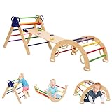 7 in 1 Klettergerüst Indoor, Montessori Kletterdreieck mit Rutsche, Kletterleiter und Kletterbogen,Indoor Kletterspielzeug,Kletterturm, Indoor Spielplatz für Kinder von 1-5 Jahren