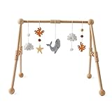 Promise Babe Spielstudio für Neugeborene, Holz, Baby-Spielbogen, abnehmbar, Meerestiere, Spielzeug, Babybett, Aktivität, Stehspielzeug, Plüsch, Korallenwal, Delfin, Aktivität, Neugeborene, Geburt
