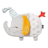 Fehn 053210 Wärmetier Elefant – Traubenkernsäckchen in niedlicher Elefanten-Optik mit 'Glow-in-the-dark' Bestickung – Für Babys und Kleinkinder ab 0+ Monaten – Größe: 21 cm