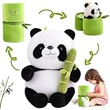MeYuxg Roter Panda Kuscheltier, 25cm Kuscheltier Panda mit Bambus, Spielzeugpuppe für Jungen und Mädchen, Plüschpanda Versteckt in einer Bambusröhre, Panda-Geschenk