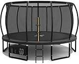 Devoko Trampolin Outdoor Ø 228/305/366/427 cm, vom TÜV Rheinland GS-Zertifikat, Kindertrampolin Gartentrampolin mit Sicherheitsnetz, Rundes Riesentrampolin mit Leiter und Schuhbeutel