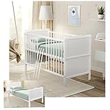 Baby Delux Babybett 70x140 cm weiß Kinderbett umbaubar zum Juniorbett mit Beißschienen Jack Kiefer Massivholz