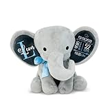 Love Faith - Kuscheltier Grauer Elefant mit Blauer Schleife - personalisiertes Baby-Plüschtier