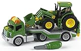 Theo Klein 3908 Transporter mit John Deere Traktor I Schraubset inkl. Schraubendreher I Spielzeug für Kinder ab 3 Jahren