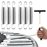Trampolin Federn, Trampolin Ersatzfeder, Spiral Federn, Spiralfeder Befestigung Ersatzteile, Ersatz Metallzubehör, Spannfedern, 6 Stücke Fitness Frühling + 1 Stück Federwerkzeug
