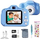 Kinderkamera Digital Kamera für Kinder Jungen und Mädchen Geschenke Spielzeug für 3 bis 12 Jahre alte Kamera Spielzeug mit 2 Zoll HD-Bildschirm 1080P 32 GB TF-Karte (Blau)