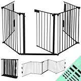 PEILU Schwarz Kaminschutzgitter mit Tür Metall Ofenschutzgitter Kinderschutz Absperrgitter Türschutzgitter Tierschutzgitter Laufstall Kamingitter für Kinder Order Haustier (300cm)