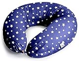 Niimo XXL 2-in-1 Schwangerschaftskissen & Stillkissen - 100% Baumwollbezug mit Faserfüllung, 100% Waschbar, Ergonomisch & Multifunktional, Blau mit weißen Sternen (200 x 70 cm)