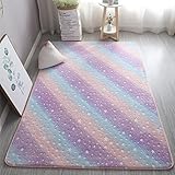 XMwike Leuchtender Teppich, leuchtet im Dunkeln, farbenfroher Regenbogen-Stern für Kinder, rutschfest, Schlafzimmer, Wohnzimmer, Teppiche, 120 x 60 cm