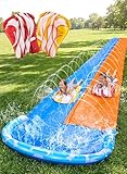 JOYIN 685 cm Rutsche und Wasserrutsche mit 2 Bodyboards, Rasen-Wasserrutsche mit eingebautem Sprinkler für Sommer-Wasserspaß im Garten für Kinder und Erwachsene