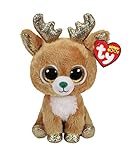 TY 36423 Glitzy Reindeer Beanie Plüschtier, Braun, 23 cm