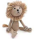 KURT HOME Leo Der Löwe Plüschtier Kuscheltier Handmade Gehäkelt Stofflöwe Geschenkidee für Babys Babygeschenk Mädchen Jungen zur Geburt Taufe Newborn Babyshower Gebut