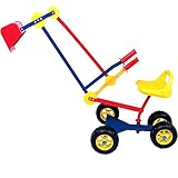 Spielwerk® Sitzbagger 360° Radius Schwenk- und Greiffunktion bis 50kg Sandkasten Aufsitzbagger Reifen Schaufel Kinder Spielzeug ab 3 Jahren Metall