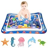 Wassermatte Baby Bpa Frei Wasserspielmatte Baby Spielzeug Spielmatte Baby Aufblasbare Bauchzeit Matte Kinderspielzeug Wasser Matte für 3 6 9 Monate Baby Sensorisches Entwicklung Ausbildung (Quadrat)