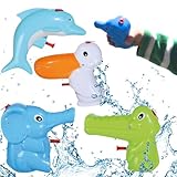 Bada Bing 4er Set Wasserpistole Tiere für Kinder Spritzpistole Kleinkind süß klein Kindgerecht Kindergeburtstag Geschenk Mitbringsel Spielzeug Wasserspritze Sommer Pelikan Elefant Delfin Krokodil 92