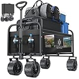 KESSER® Bollerwagen faltbar max. bis 150kg belastbar mit Breiten Vollgummi Reifen | Handwagen Transportkarre | Gerätewagen inkl. 2 Netztaschen & Seitentasche | Transportwagen Gartenanhänger klappbar