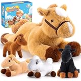 Toyssa Pferd Kuscheltier Geschenke für Mädchen 2 3 4 5 6 7 Jahre Plüsch Pferd Mama mit 4 Baby Pferde im Bauch Plüschpferd Spielzeug Geschenk für Kinder Jungen Mädchen