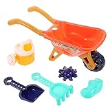 TOYANDONA Kinder Strand Sandspielzeug Set Sandkasten Gartenwerkzeug Schaufel Schubkarre Gießkanne Meerestier Formen Wasser Spielzeug Set für Kinder Kleinkinder Gesc henk 6 Stück Orange
