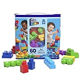 Mega Bloks, Bausteine für Kinder ab 1 Jahr, 60 Bauklötze, mit wiederverwendbarem Aufbewahrungsbeutel, fördert Kreativität und Fantasie, Spielzeug ab 1 Jahr, DCH55
