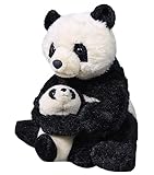 Wild Republic Mom and Baby Panda, Großes Kuscheltier, 38 cm, Geschenkidee für Kinder, Kuscheltier mit Baby, Riesen-Stofftier aus recycelten Wasserflaschen