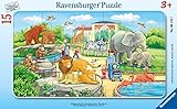 Ravensburger Kinderpuzzle - 06116 Ausflug in den Zoo - Rahmenpuzzle für Kinder ab 3 Jahren, mit 15 Teilen