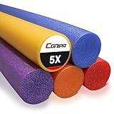 Conipa® - 5 Stück Schwimmnudel (160 x 7 cm) für Kinder & Erwachsene (Schaumstoff) - Poolnudel Set ab 3-10 Jahre (Made IN Europe) - Pool Wassernudel & Spielzeug (Gelb Lila Rot Blau Orange)