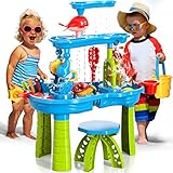 Doloowee Wasserspieltisch für Kinder, Sand- und Wassertisch Outdoor Spielzeug Garten Spielzeug Wasserspielzeug für Kinder 3 4 5 6 7 8 Jahre alt
