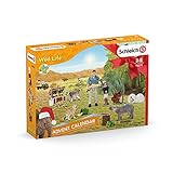 schleich WILD LIFE 98272 Adventskalender Kinder - Tiere Figuren Set mit Abenteuerfigur - Mit Baby Nilpferd, Gepard, Lemur, Elefant, Erdmännchen, Wissenschaftler - Ab 3 Jahren