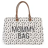 Childhome, Mommy Bag, Wickeltasche, Mutterschaft, Reisetasche, Großes Fassungsvermögen, Wickelunterlage, Verstellbarer Schulterriemen, Unterteilt, Isotherm-Tasche, Kofferdurchführung, Leopard