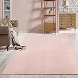 the carpet Relax Moderner Flauschiger Kurzflor Teppich, Anti-Rutsch Unterseite, Waschbar bis 30 Grad, Super Soft, Felloptik, Blush, 80 x 150 cm
